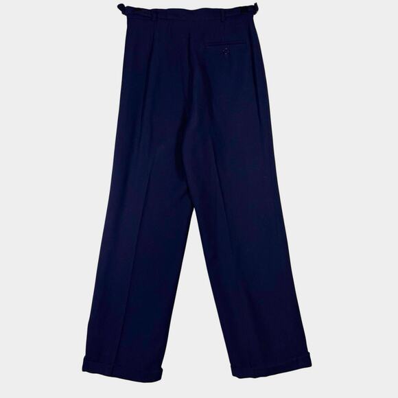 Lauren Ralph Lauren Wool Blend High Rise Dress Pant Corpcore Career Navy 4Petite - Picture 3 of 14